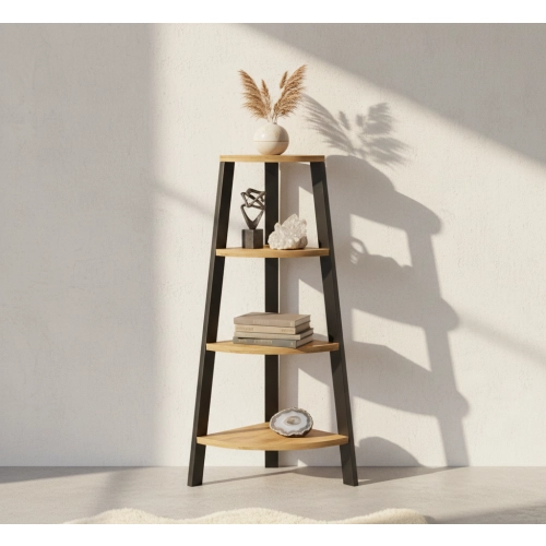 REGAŁ NA KSIĄŻKI METALOWE DREWNO LITE DĄB JESION OLCHA RNK-129